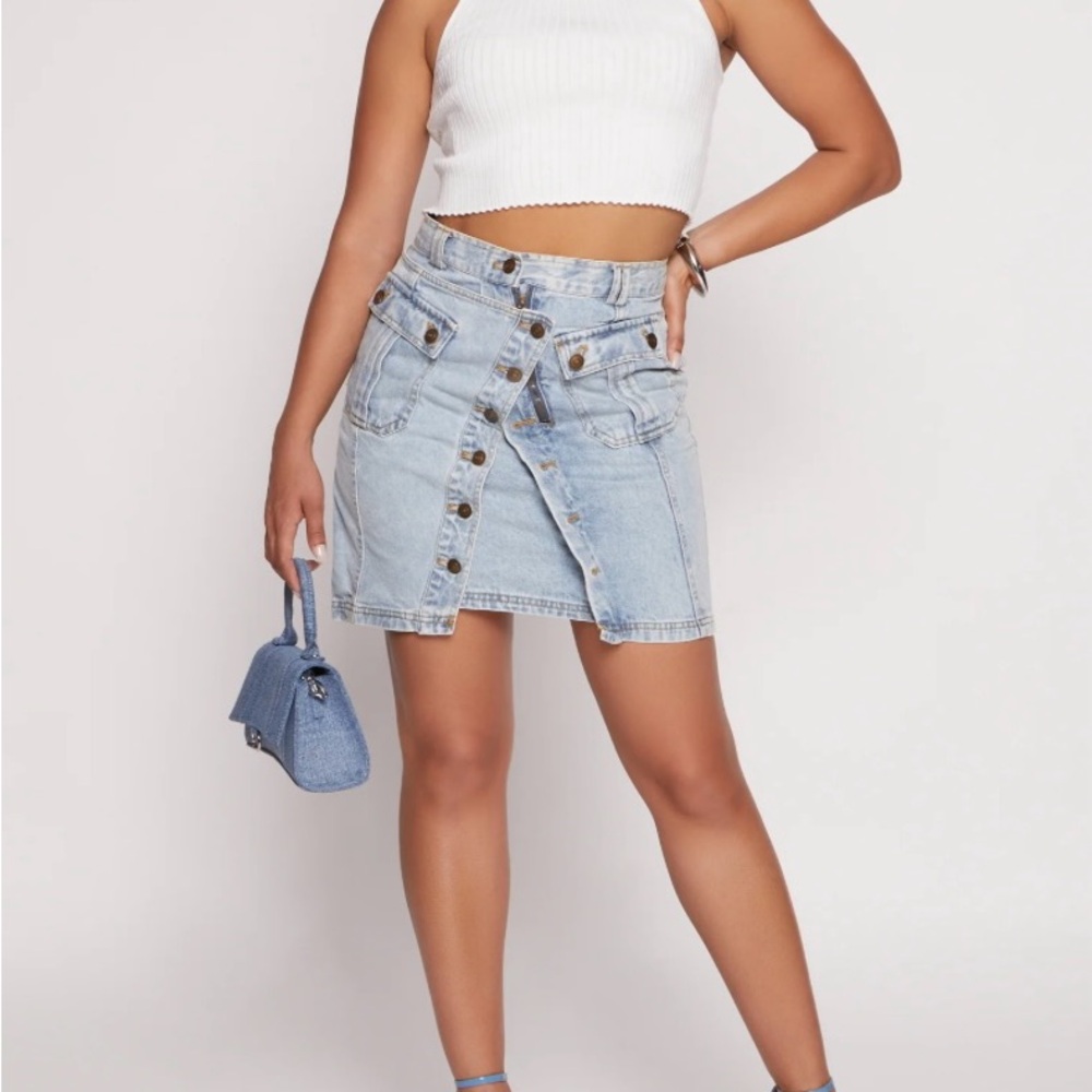 Bloomingdales Asymmetrical Denim Skirt